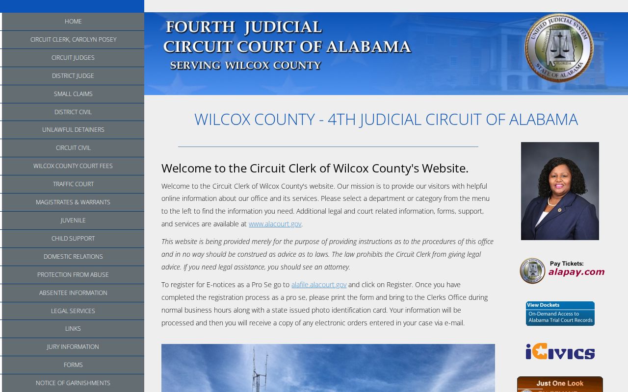 Wilcox County Court records and Circuit Clerk homepage