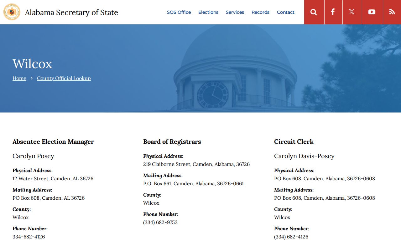 Wilcox County Circuit Clerk official state lookup