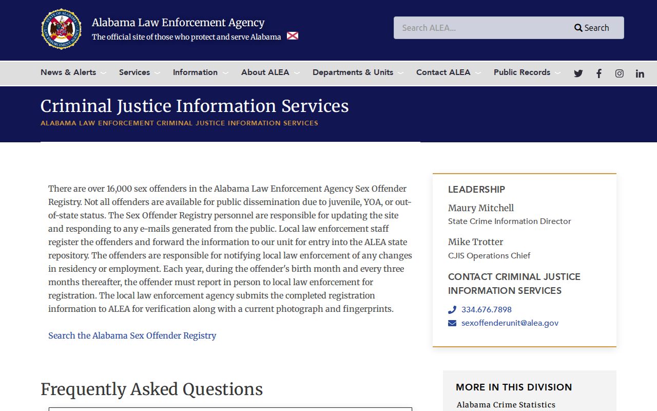 Wilcox County arrest records ALEA registry information