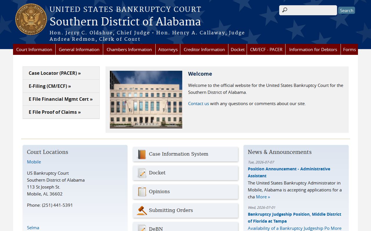 Wilcox County probate records and federal bankruptcy court distinction