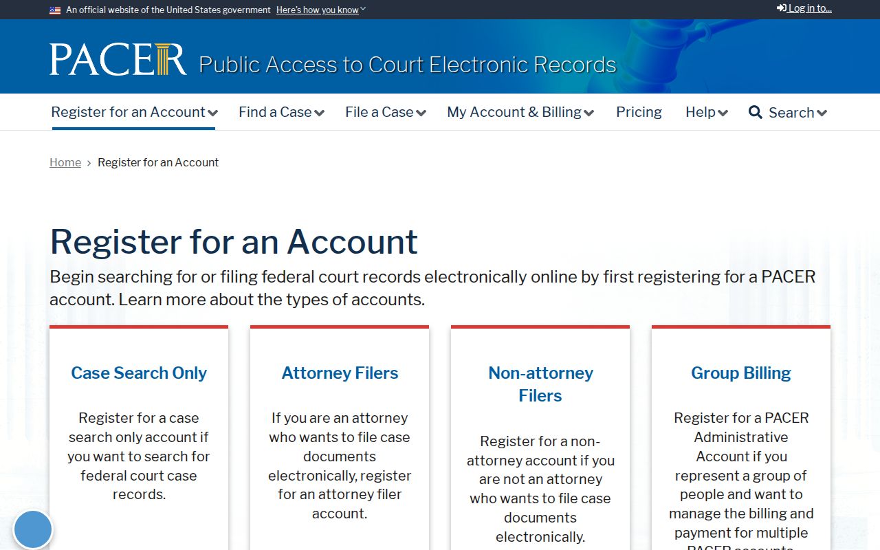 Wilcox County warrant records PACER federal account page